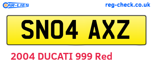 SN04AXZ are the vehicle registration plates.