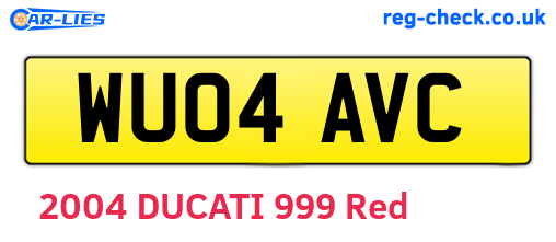 WU04AVC are the vehicle registration plates.