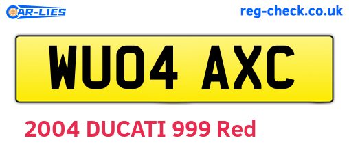 WU04AXC are the vehicle registration plates.