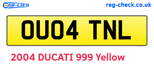 OU04TNL are the vehicle registration plates.