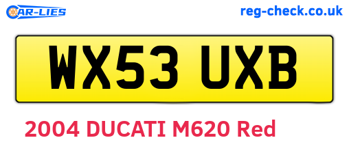 WX53UXB are the vehicle registration plates.