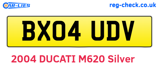 BX04UDV are the vehicle registration plates.