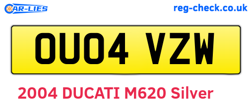 OU04VZW are the vehicle registration plates.