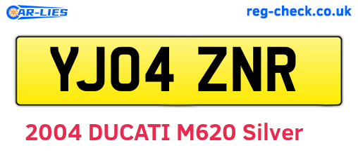 YJ04ZNR are the vehicle registration plates.