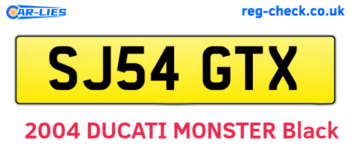 SJ54GTX are the vehicle registration plates.