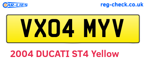 VX04MYV are the vehicle registration plates.