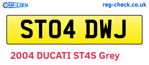 ST04DWJ are the vehicle registration plates.