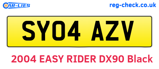 SY04AZV are the vehicle registration plates.