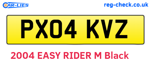 PX04KVZ are the vehicle registration plates.