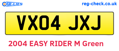 VX04JXJ are the vehicle registration plates.