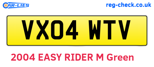VX04WTV are the vehicle registration plates.