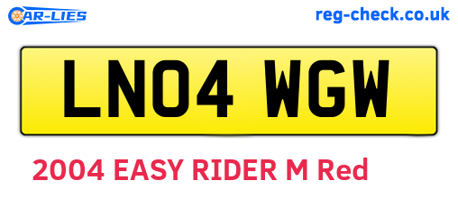 LN04WGW are the vehicle registration plates.