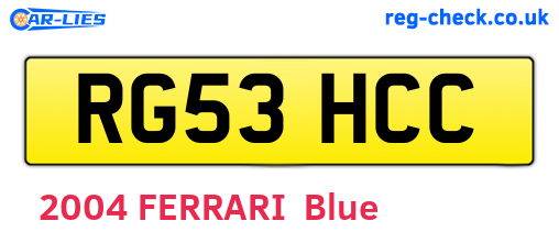 RG53HCC are the vehicle registration plates.
