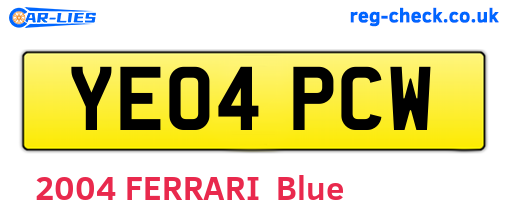 YE04PCW are the vehicle registration plates.