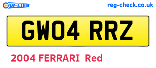 GW04RRZ are the vehicle registration plates.