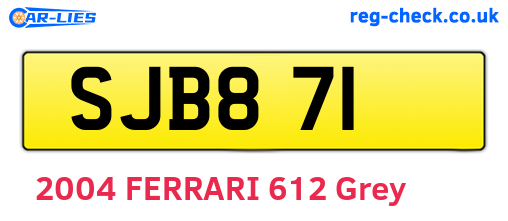 SJB871 are the vehicle registration plates.