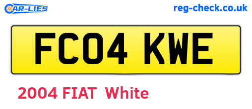 FC04KWE are the vehicle registration plates.