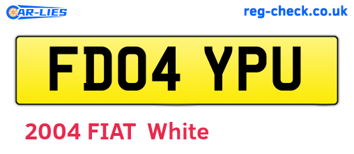 FD04YPU are the vehicle registration plates.