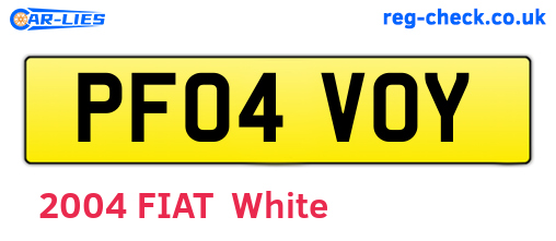 PF04VOY are the vehicle registration plates.