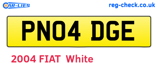 PN04DGE are the vehicle registration plates.