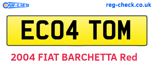 EC04TOM are the vehicle registration plates.