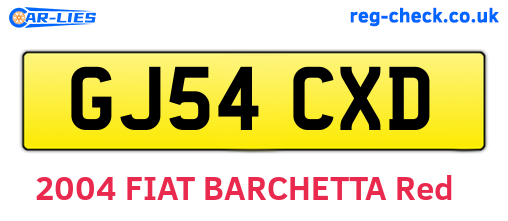 GJ54CXD are the vehicle registration plates.