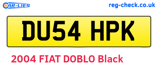 DU54HPK are the vehicle registration plates.