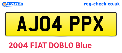 AJ04PPX are the vehicle registration plates.