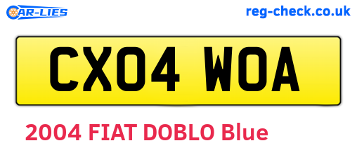 CX04WOA are the vehicle registration plates.