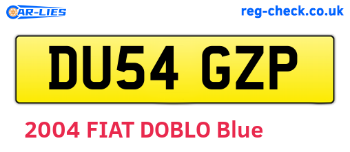 DU54GZP are the vehicle registration plates.