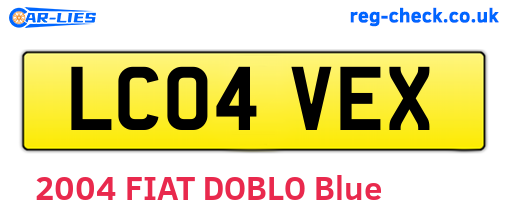 LC04VEX are the vehicle registration plates.