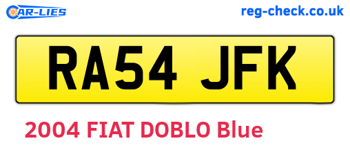 RA54JFK are the vehicle registration plates.