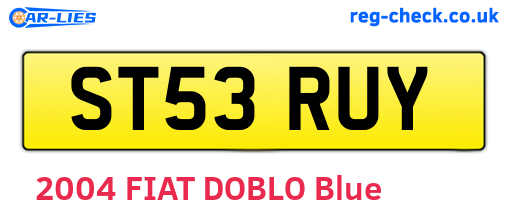 ST53RUY are the vehicle registration plates.
