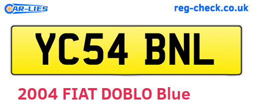 YC54BNL are the vehicle registration plates.