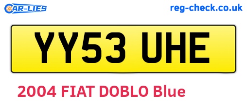 YY53UHE are the vehicle registration plates.