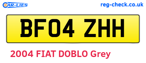 BF04ZHH are the vehicle registration plates.