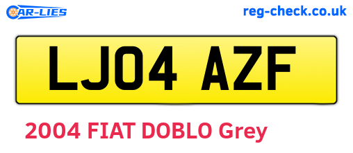 LJ04AZF are the vehicle registration plates.