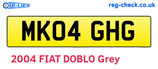 MK04GHG are the vehicle registration plates.