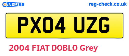 PX04UZG are the vehicle registration plates.
