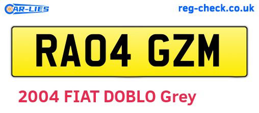 RA04GZM are the vehicle registration plates.