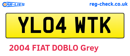 YL04WTK are the vehicle registration plates.