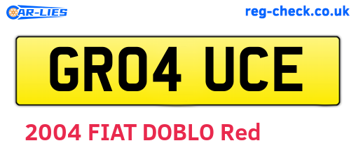 GR04UCE are the vehicle registration plates.