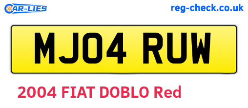 MJ04RUW are the vehicle registration plates.