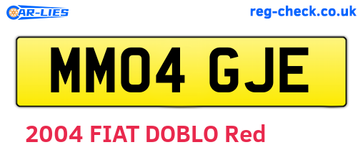 MM04GJE are the vehicle registration plates.