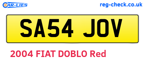 SA54JOV are the vehicle registration plates.