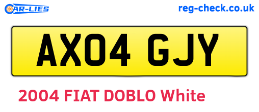 AX04GJY are the vehicle registration plates.