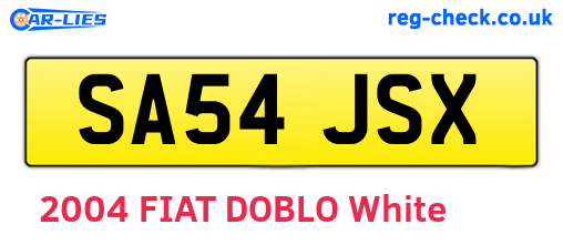 SA54JSX are the vehicle registration plates.