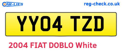 YY04TZD are the vehicle registration plates.