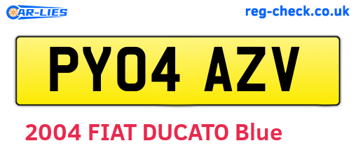 PY04AZV are the vehicle registration plates.