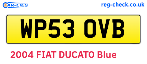WP53OVB are the vehicle registration plates.